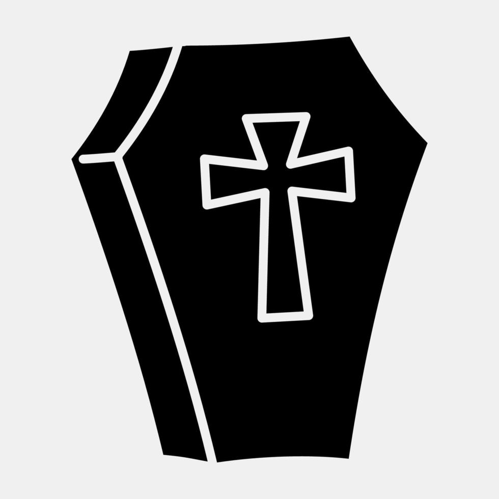 Icon coffin.Icon in glyph style. Suitable for prints, poster, flyers, party decoration, greeting card, etc. vector