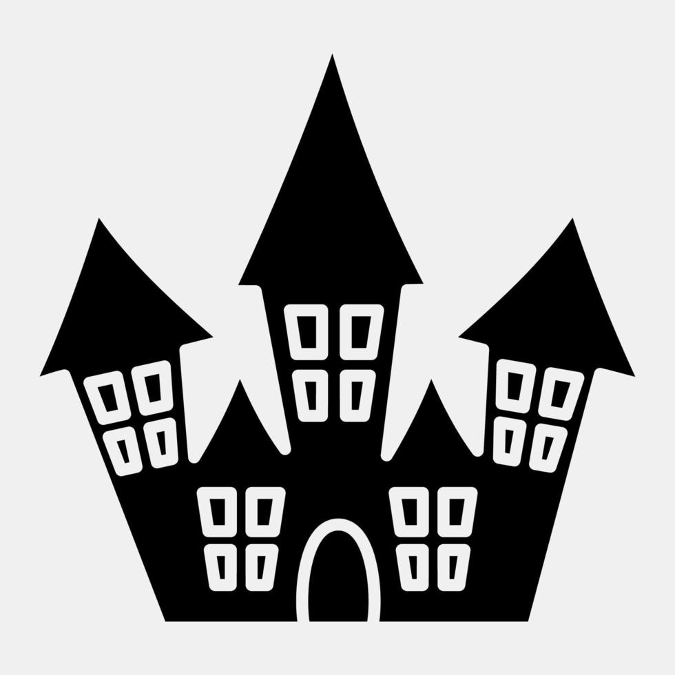 Icon haunted house.Icon in glyph style. Suitable for prints, poster, flyers, party decoration, greeting card, etc. vector