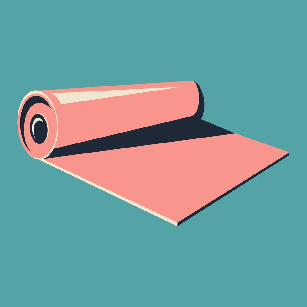 icono de colchoneta de gimnasia. colchoneta de yoga ilustración aislada en estilo plano. aparatos de fitness para estiramientos, gimnasia, ejercicios. ilustración plana vectorial para un estilo de vida saludable, deporte vector