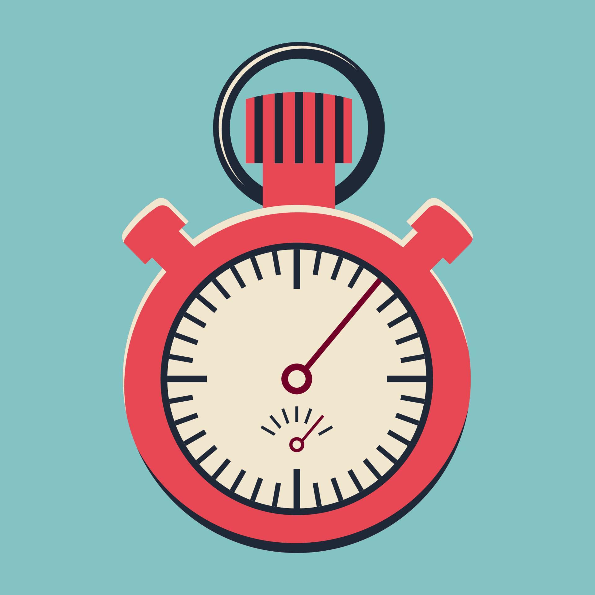 Modern stopwatch icon. Flat style circular clock. Timer button isolated