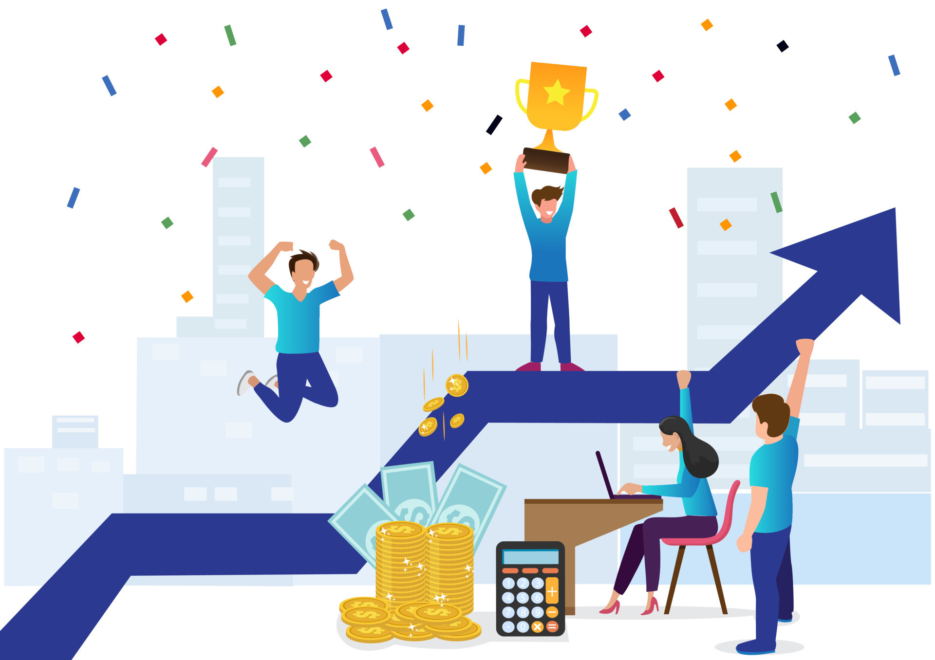 money growth success and progress report vector illustration Calculating and measuring company