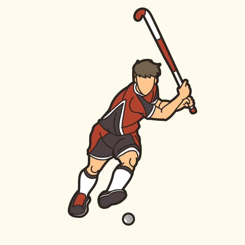 hockey sobre césped deporte masculina jugador ejecución vector