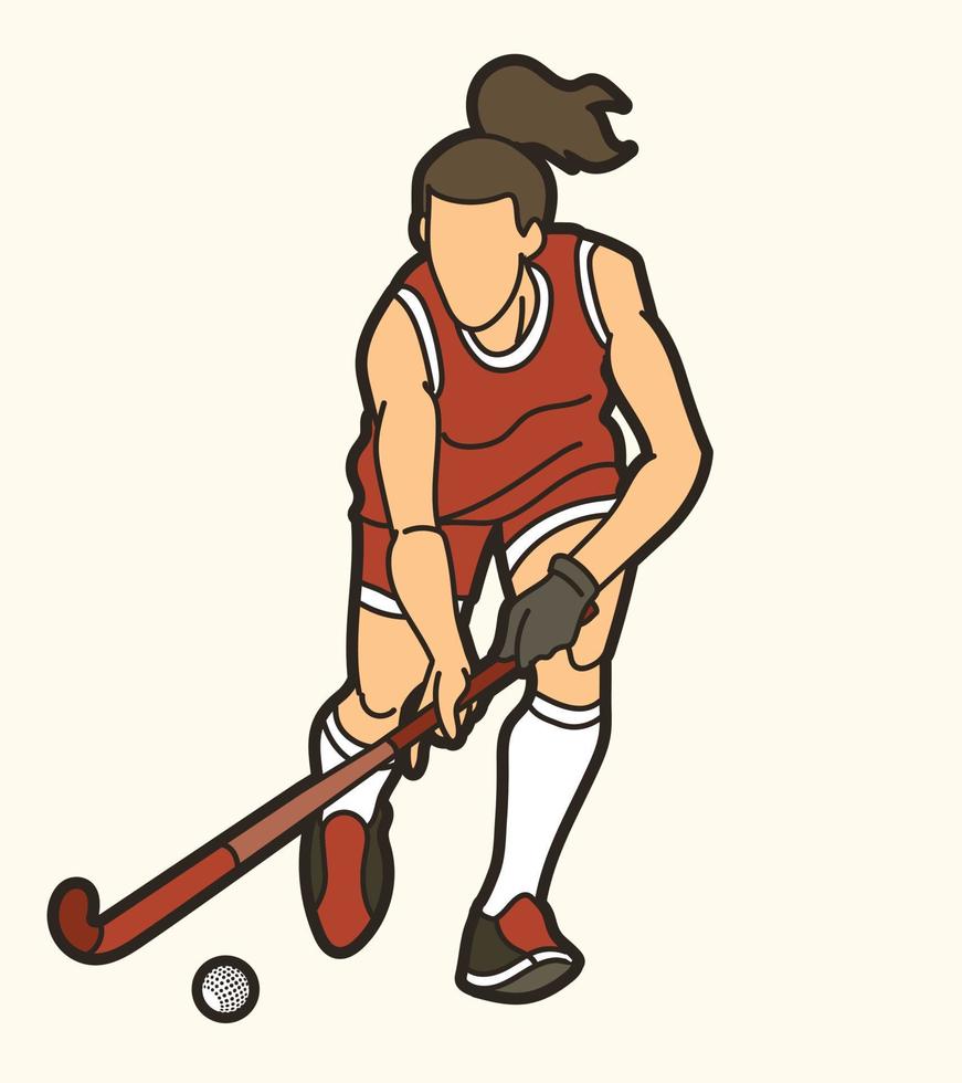 hockey sobre césped deporte jugadora vector