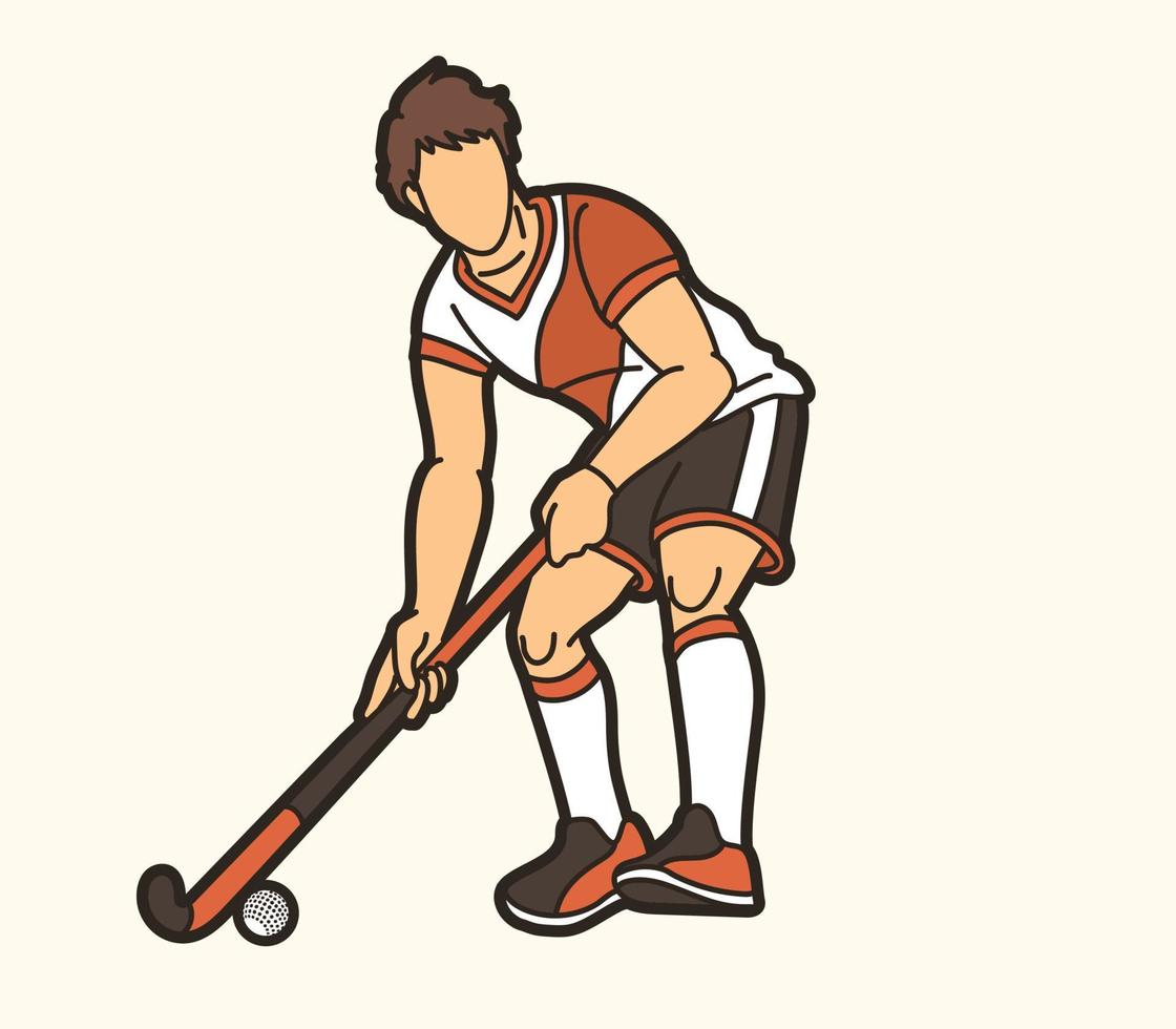 hockey sobre césped deporte hombre jugador vector