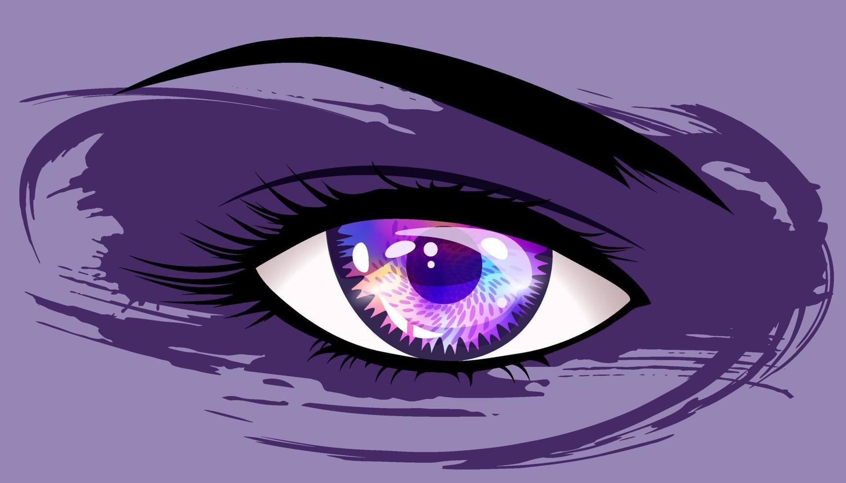Purple eyes anime girl. vector