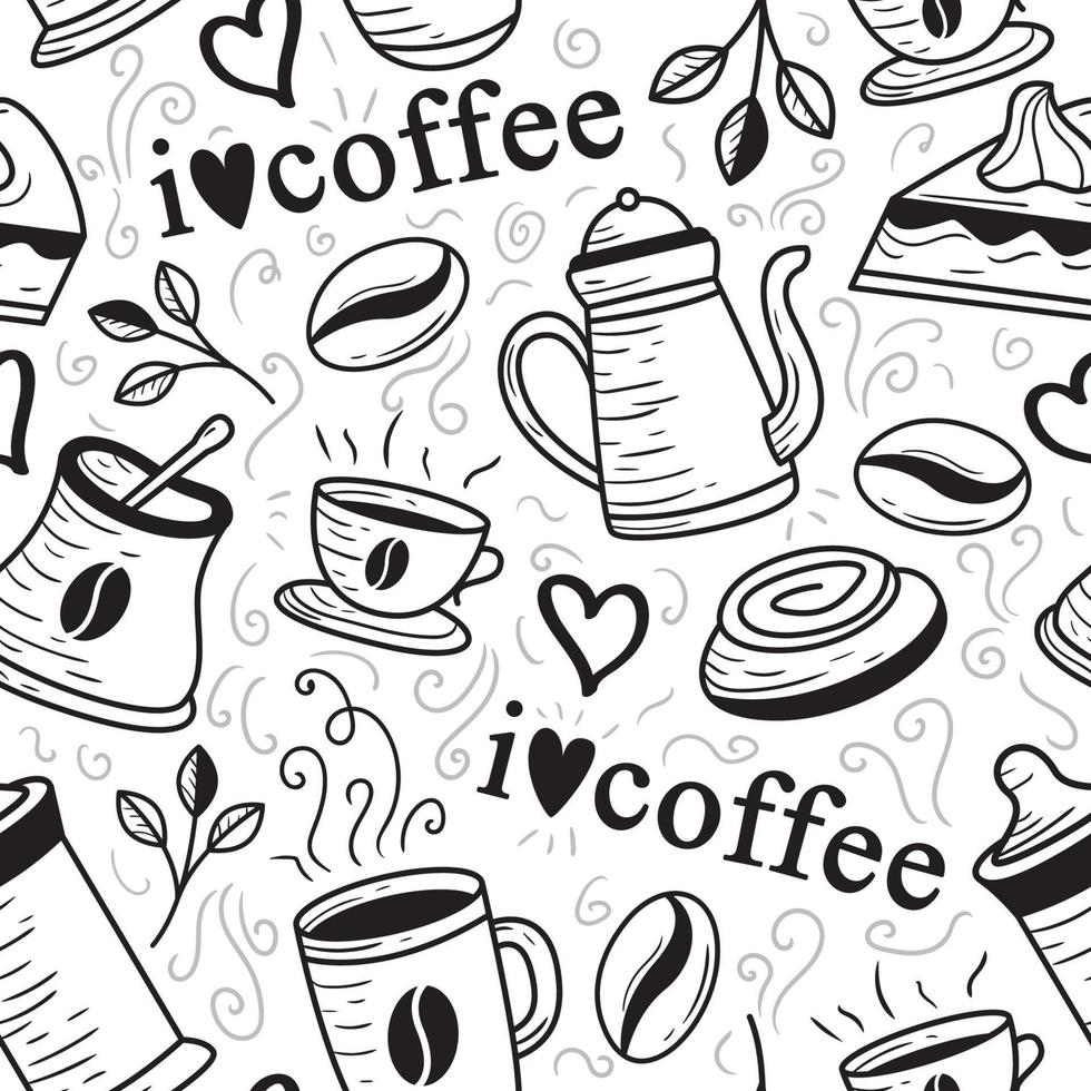 Hand Drawn Coffee Beverage Seamless Pattern vector