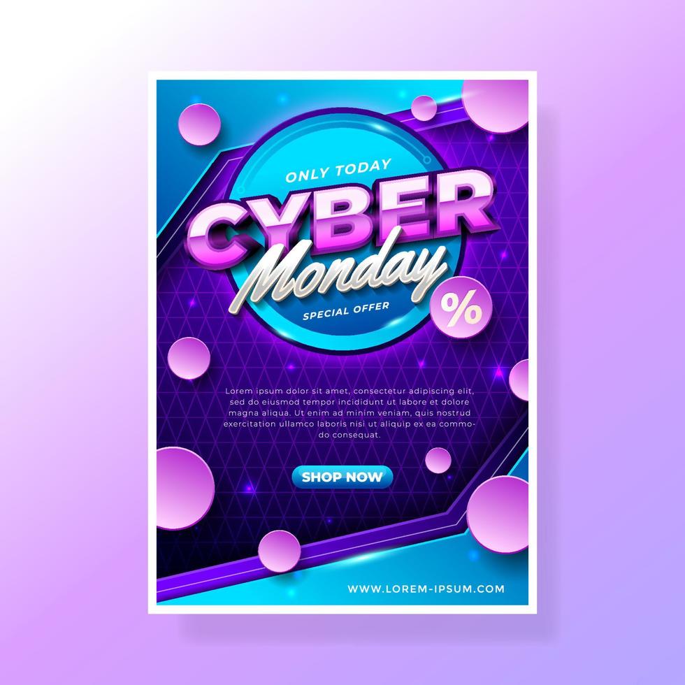 plantilla de cartel de cyber monday vector