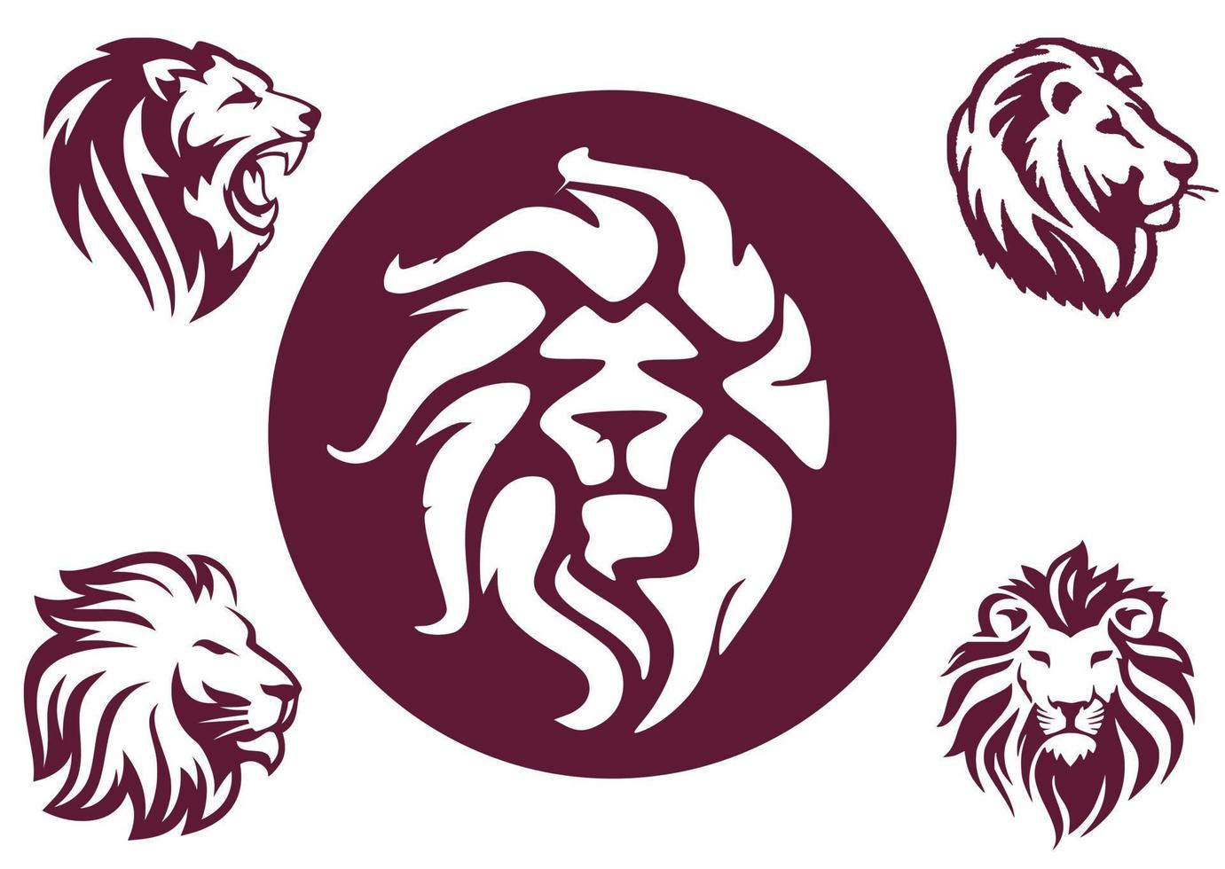 Lion muzzle emblem. Lion face silhouette vector