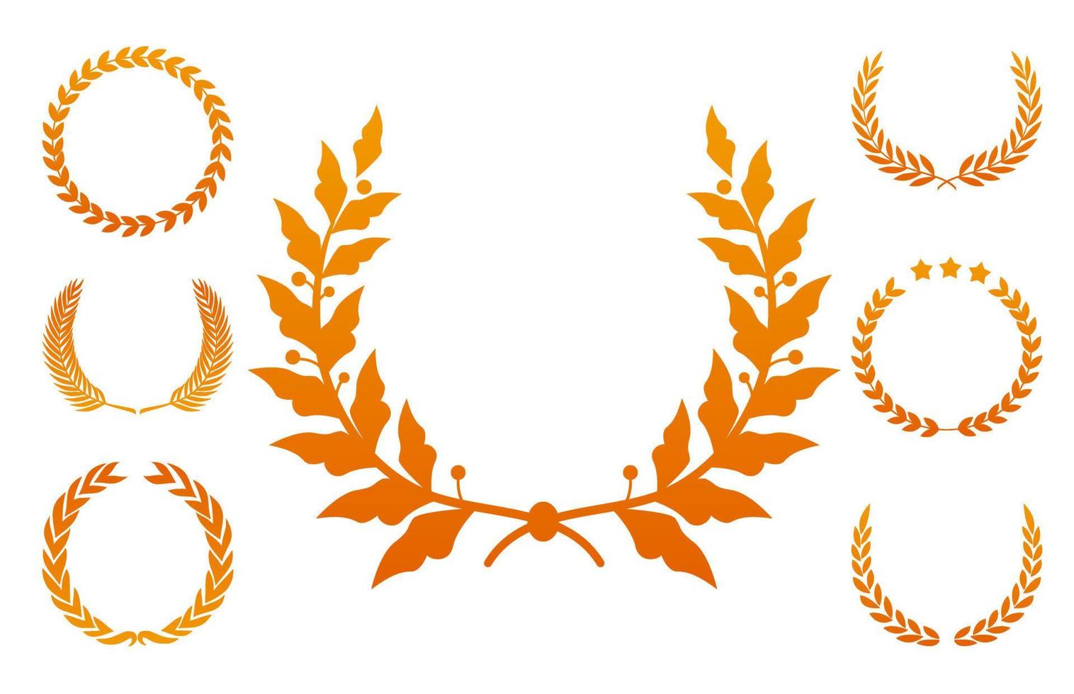 Set of seven golden laurels for the winner vector