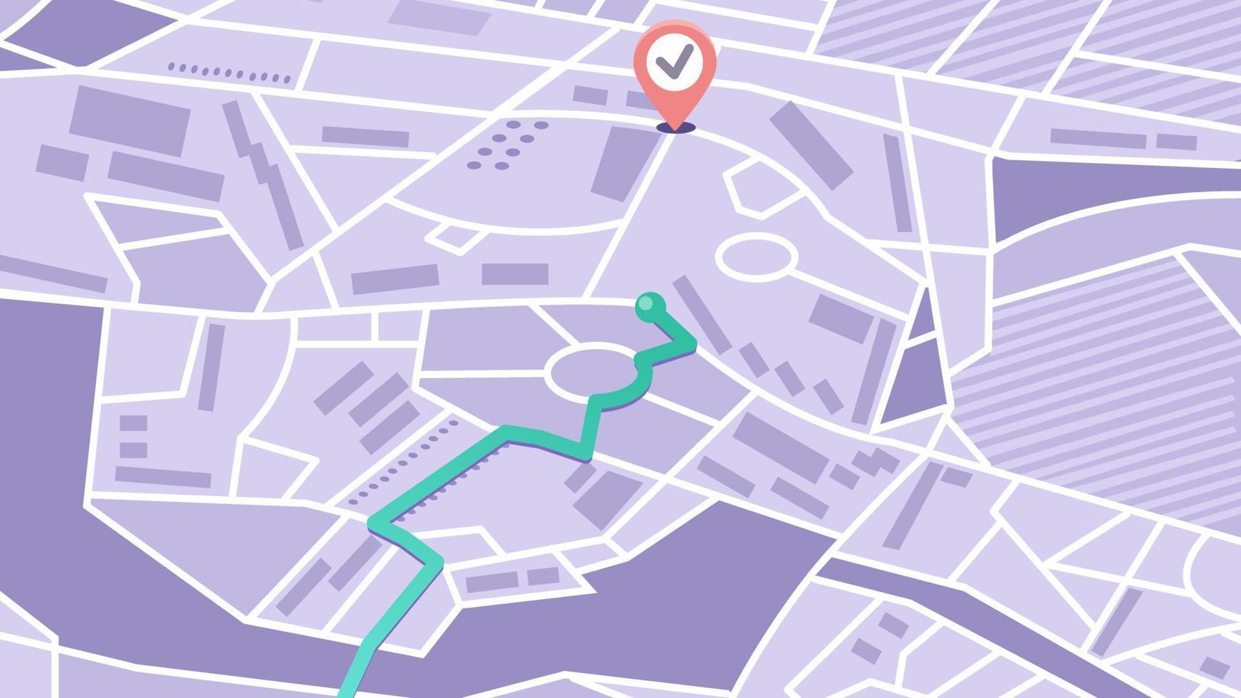 Illustration of the map and route - Illustration Of The Map And Route To The Destination Vector