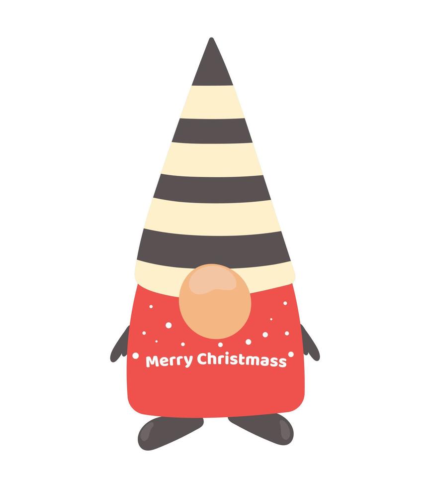 Gnome illustration. Christmas illustration for postcard, web, packaging. Cute hand drawn gnome. vector