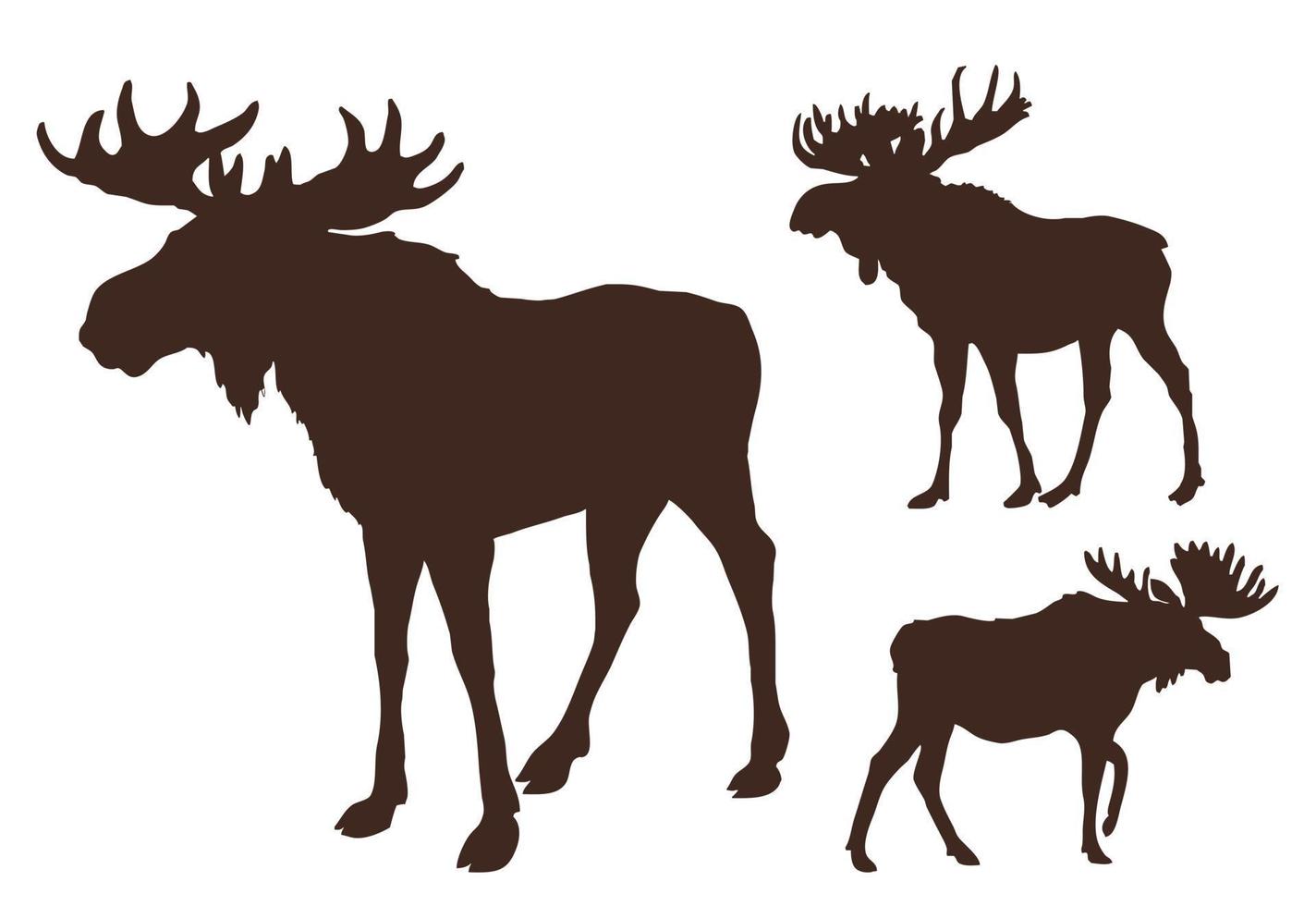 Set of three moose silhouettes vector
