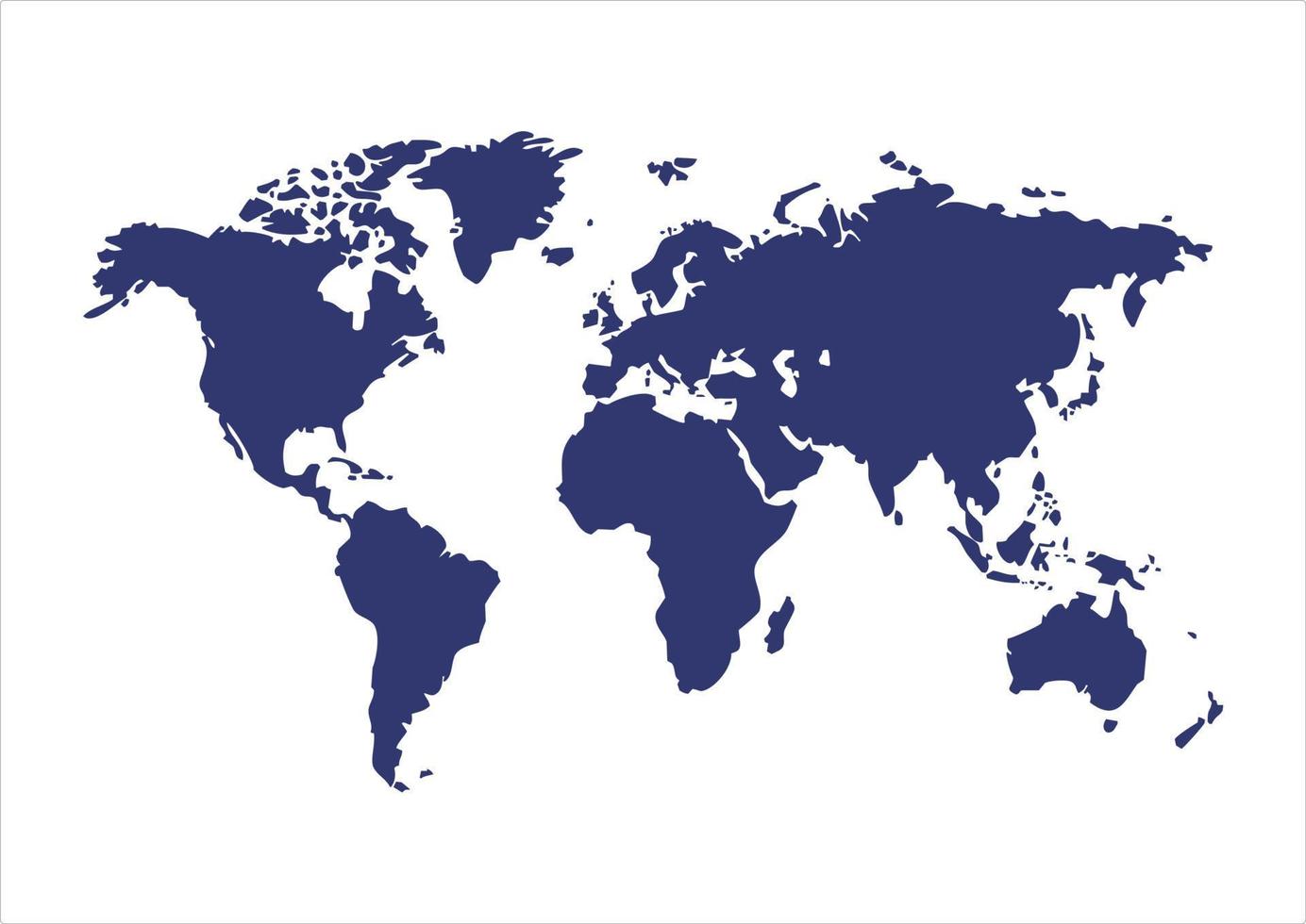 silueta del mapa mundial. todos los continentes e islas de la tierra en un mapa. vector