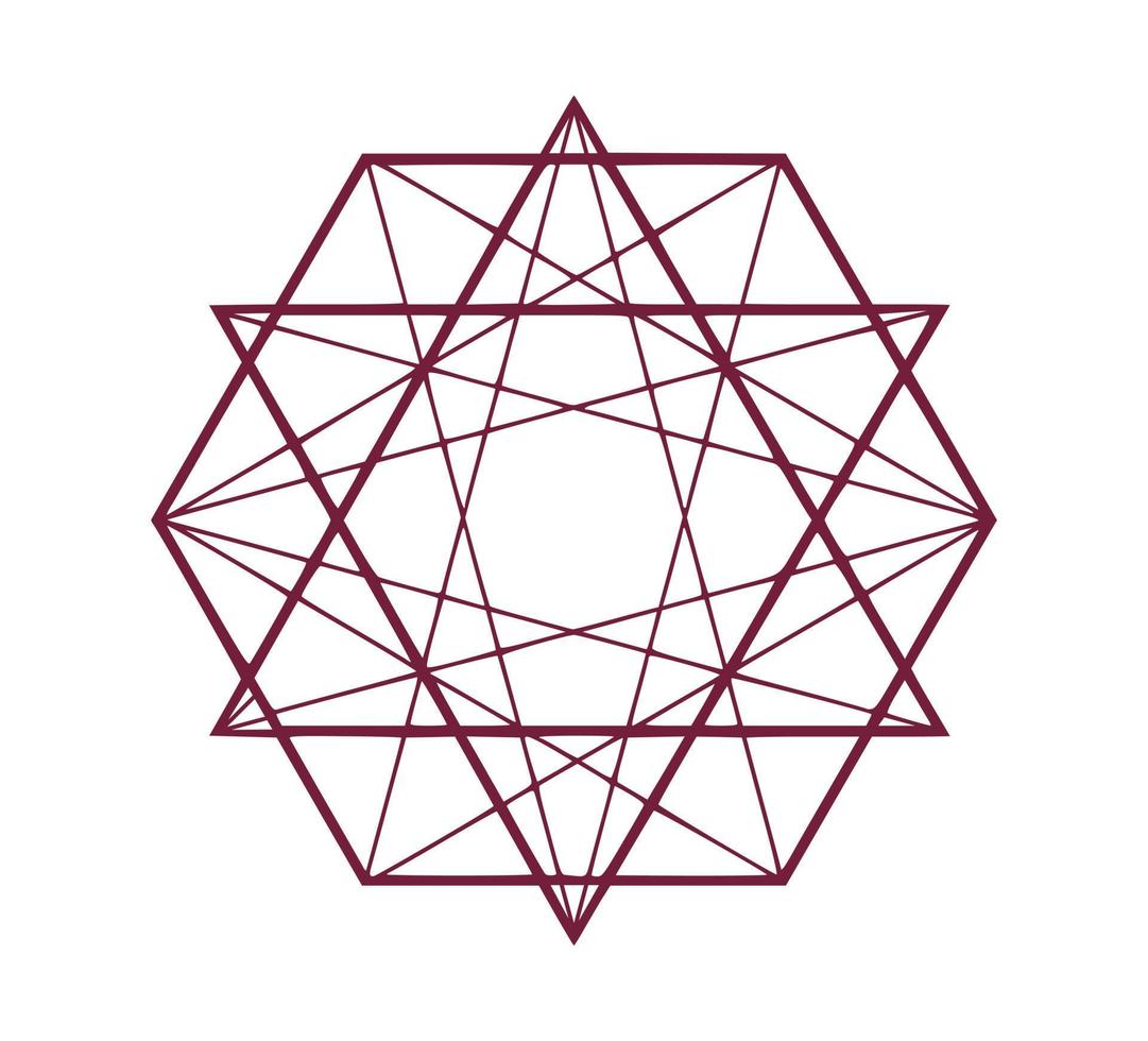 Abstract geometric figure. Outline hexagons and triangles vector