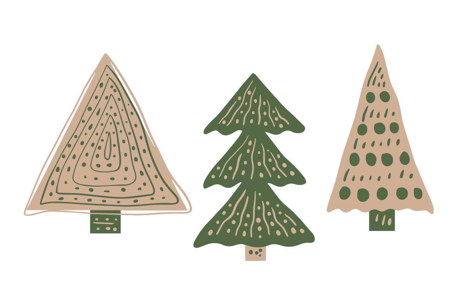 Scandinavian Christmas tree vector doodle set