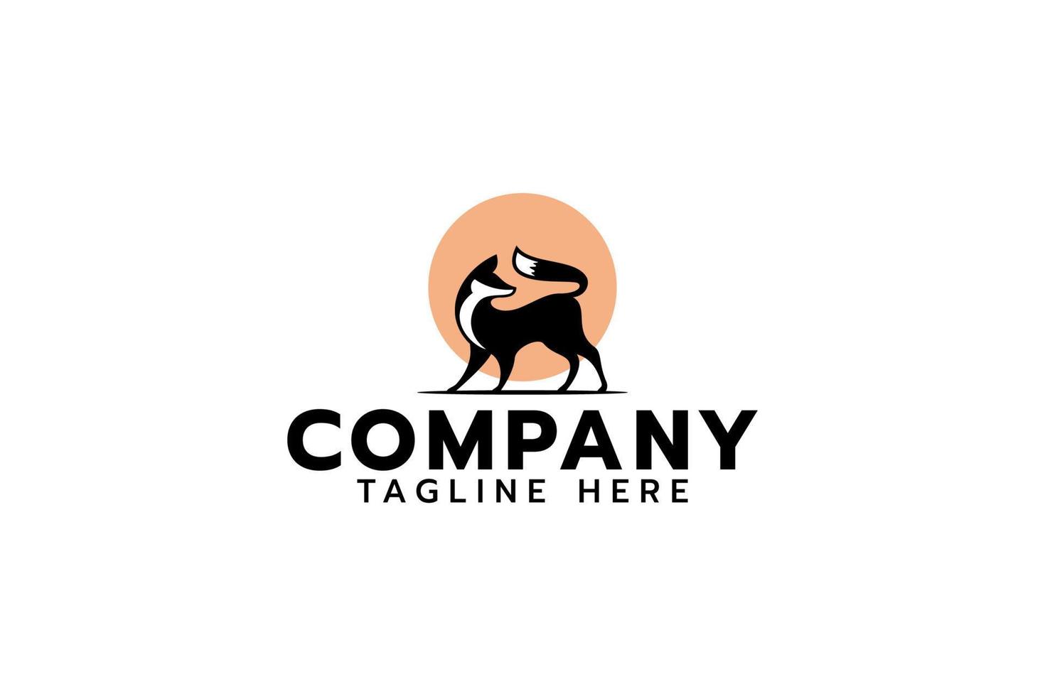 a simple fox logo with a fox and the sun. vector