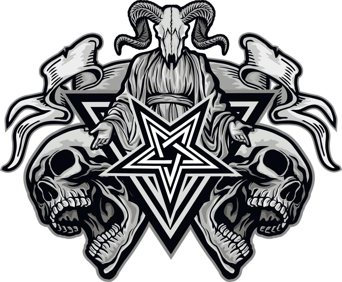 Gothic sign with skull and skeleton,, grunge vintage design t shirts vector
