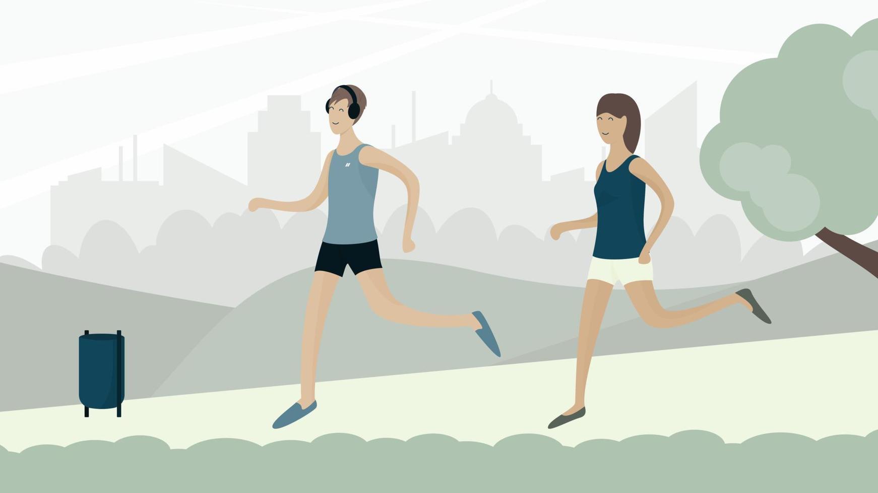 people jogging in the park vector