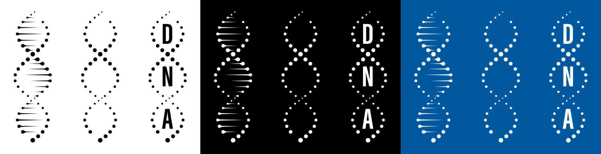 Dna spirals set. Scientific research of DNA. Advanced treatment technologies. Vector