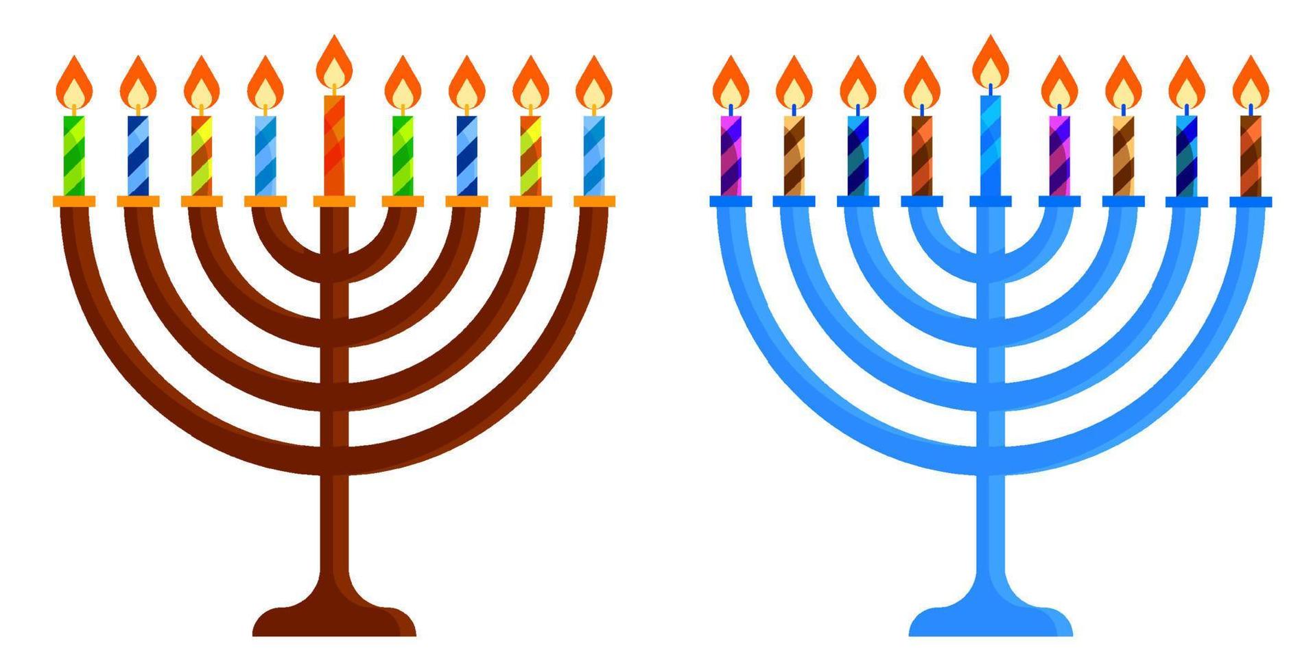 candlestick with Menorah candle. Jewish holiday of Hanukkah. Holiday elements. Cartoon vector
