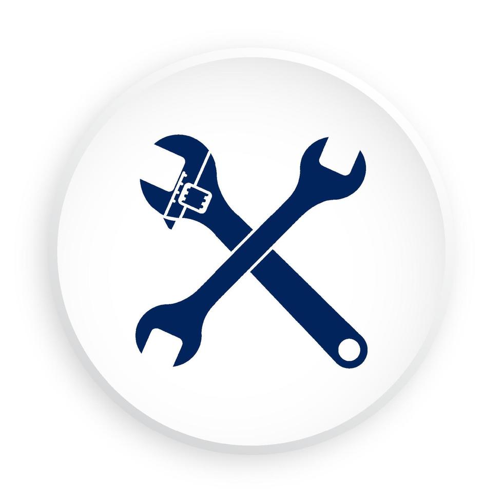Crossed wrenches for car repair in neomorphism style on white background. Equipment for repair service center. Maintenance of technical condition of car. Vector