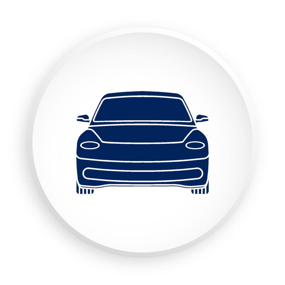 car icon in neomorphism style on white background. Car driving, maintenance in service center. Road safety. Vector