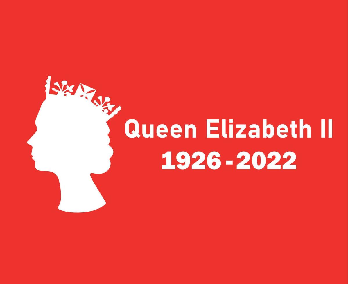 Elizabeth Queen 1926 2022 White Face Portrait British United Kingdom National Europe Country Vector Illustration Abstract Design With Red Background