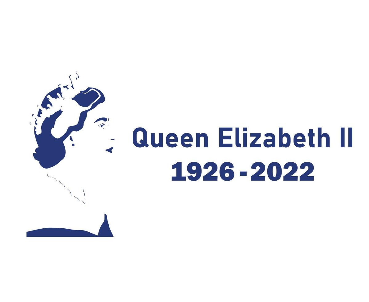 Queen Elizabeth 1926 2022 Face Portrait British United Kingdom National Europe Country Vector Illustration Abstract Design Blue