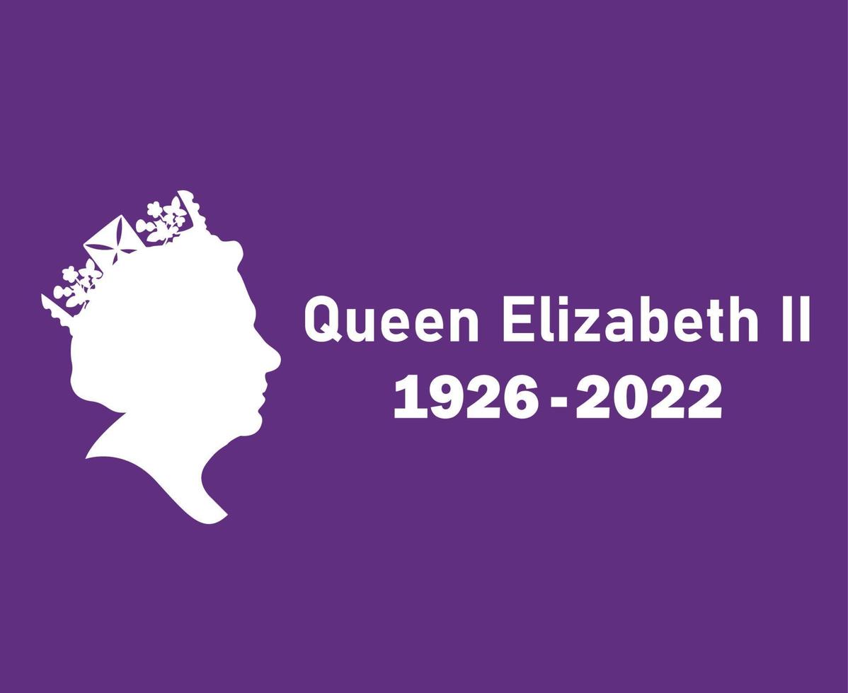 Elizabeth Queen 1926 2022 White Face Portrait Queen British United Kingdom National Europe Country Vector Illustration Abstract Design With Purple Background