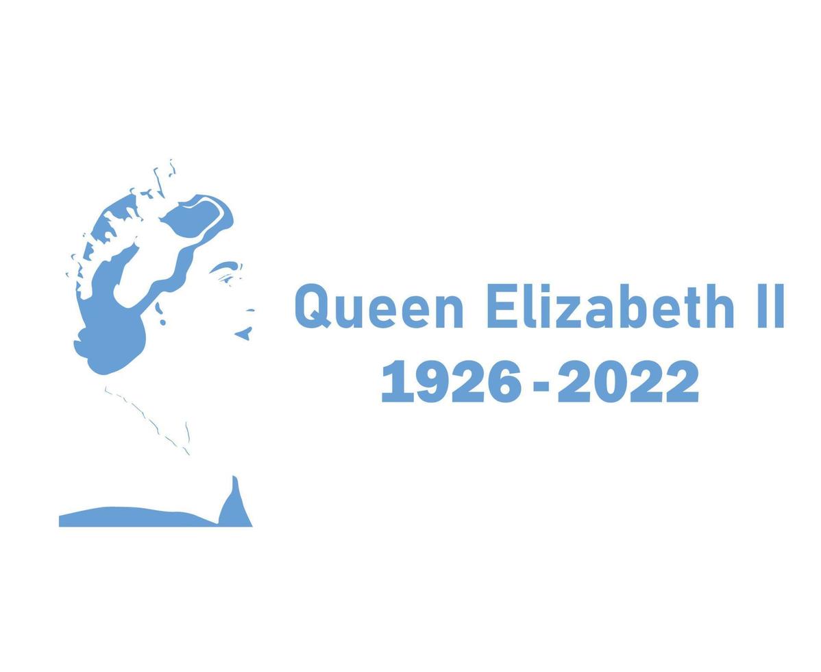 Queen Elizabeth 1926 2022 Face Portrait British United Kingdom National Europe Country Vector Illustration Abstract Design Cyan
