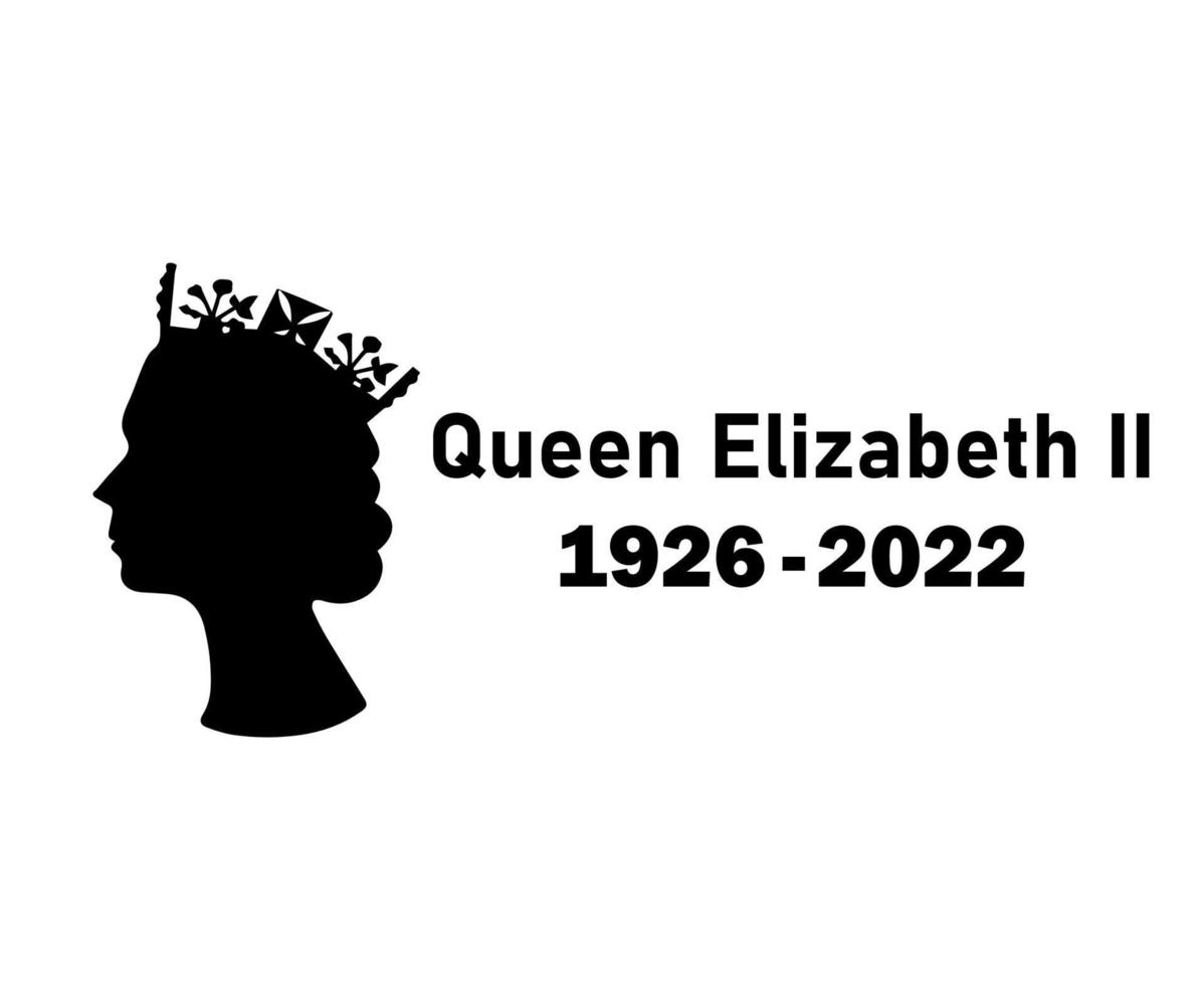 Elizabeth Queen 1926 2022 Black Face Portrait British United Kingdom National Europe Country Vector Illustration Abstract Design