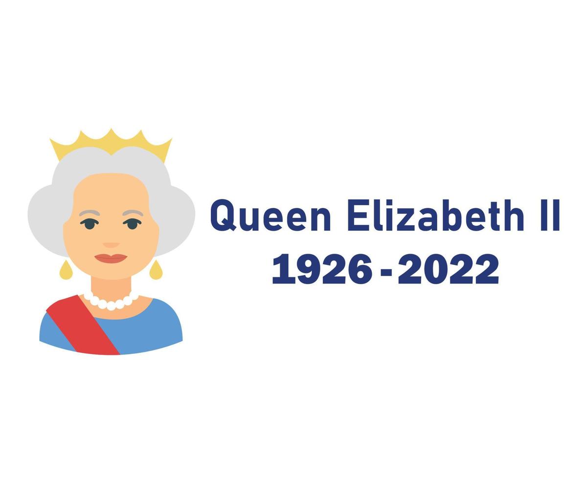 Queen Elizabeth 1926 2022 Face Portrait Blue British United Kingdom National Europe Country Vector Illustration Abstract Design