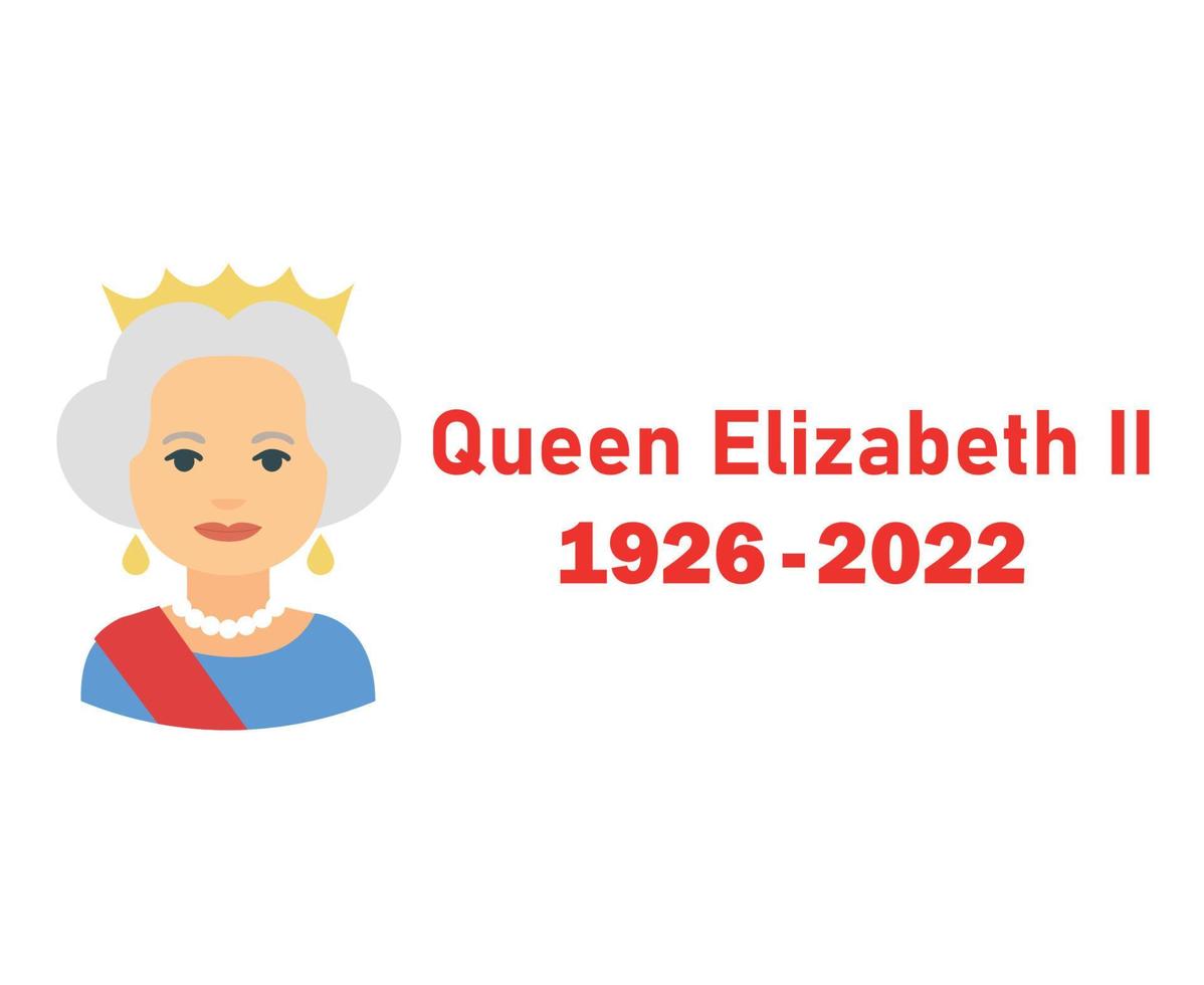 Queen Elizabeth 1926 2022 Face Portrait Red British United Kingdom National Europe Country Vector Illustration Abstract Design