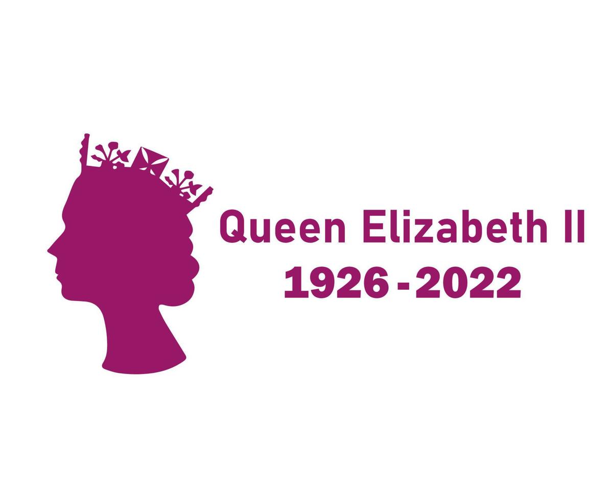 Elizabeth Queen 1926 2022 Purple Face Portrait British United Kingdom National Europe Country Vector Illustration Abstract Design