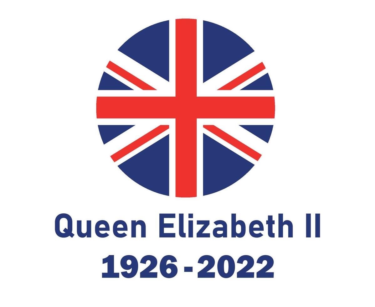 emblema de la bandera del reino unido británico y reina elizabeth 1926 2022 icono nacional azul de europa ilustración vectorial elemento de diseño abstracto vector