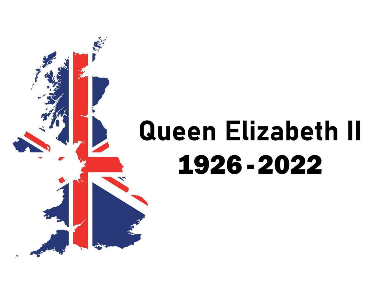 Queen Elizabeth 1926 2022 Black And British United Kingdom Flag Map National Europe Emblem Icon Vector Illustration Abstract Design Element