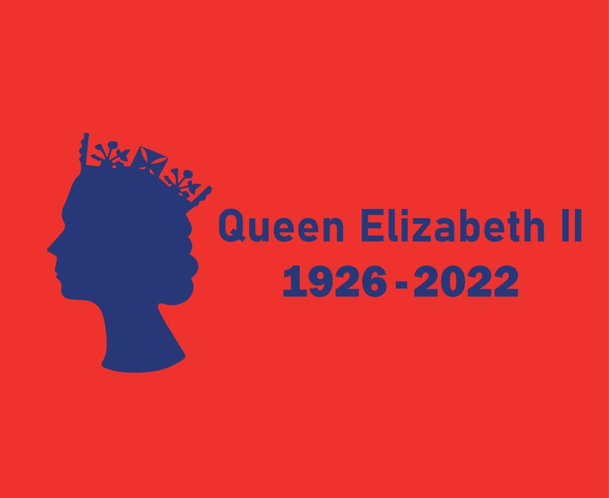 Elizabeth Queen 1926 2022 Blue Face Portrait British United Kingdom National Europe Country Vector Illustration Abstract Design With Red Background