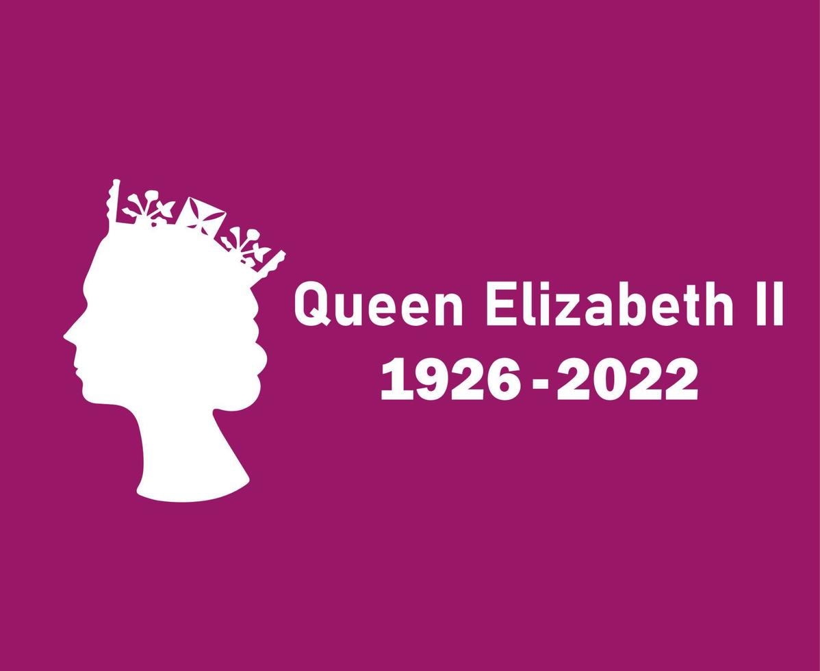 Elizabeth Queen 1926 2022 White Face Portrait British United Kingdom National Europe Country Vector Illustration Abstract Design With Purple Background