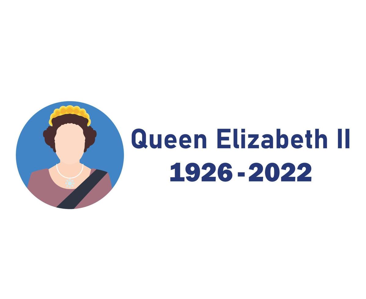 Elizabeth Queen 1926 2022 Face Portrait Blue British United Kingdom National Europe Country Vector Illustration Abstract Design