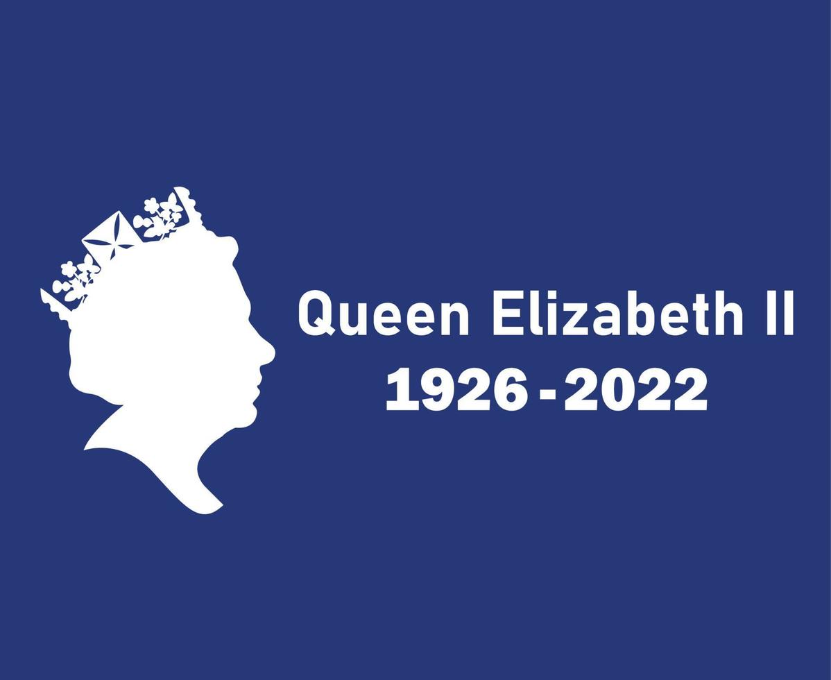 Elizabeth Queen 1926 2022 White Face Portrait Queen British United Kingdom National Europe Country Vector Illustration Abstract Design With Blue Background