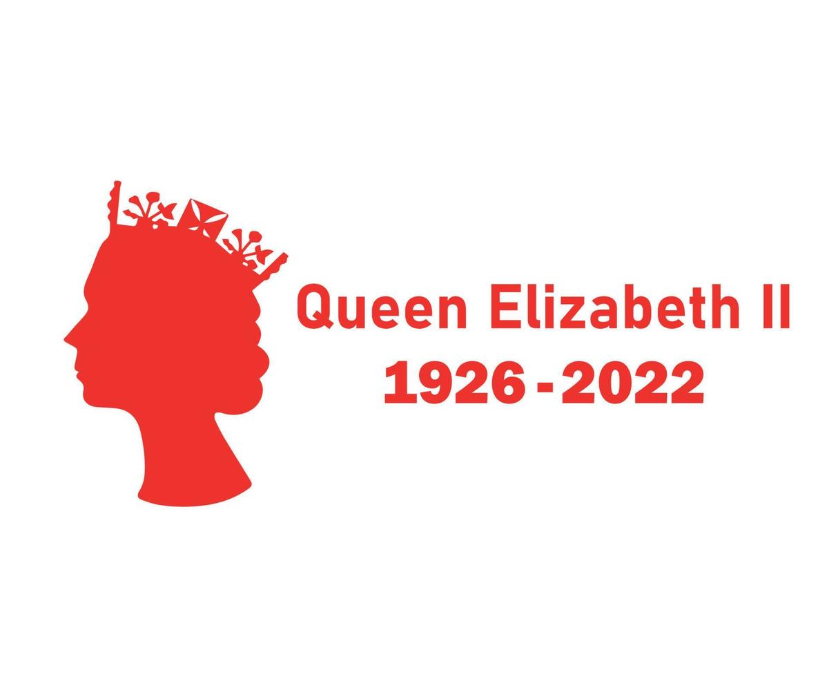 Elizabeth Queen 1926 2022 Red Face Portrait British United Kingdom National Europe Country Vector Illustration Abstract Design