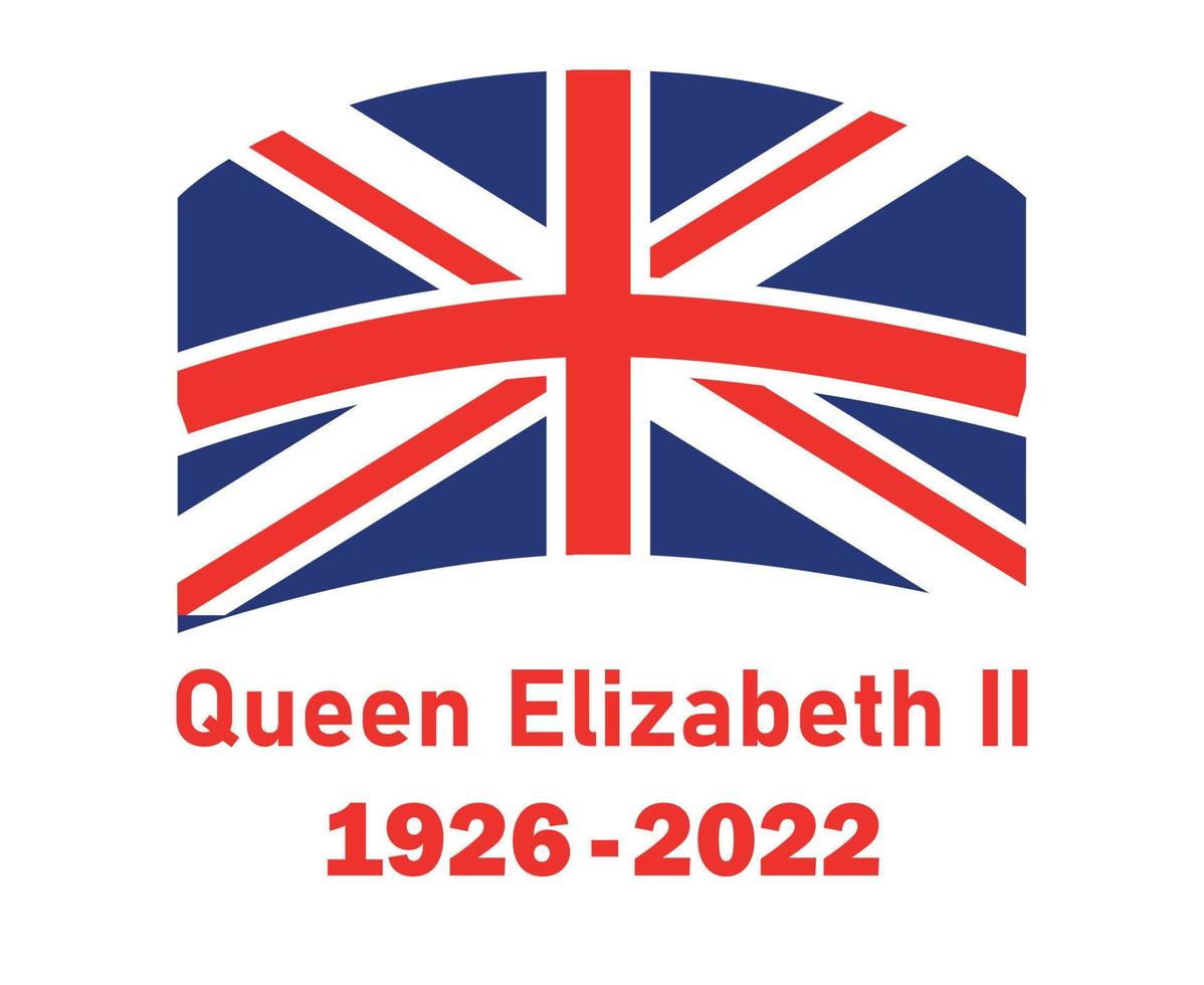 British United Kingdom Emblem And Queen Elizabeth 1926 2022 Red National Europe Flag Vector Illustration Abstract Design Element