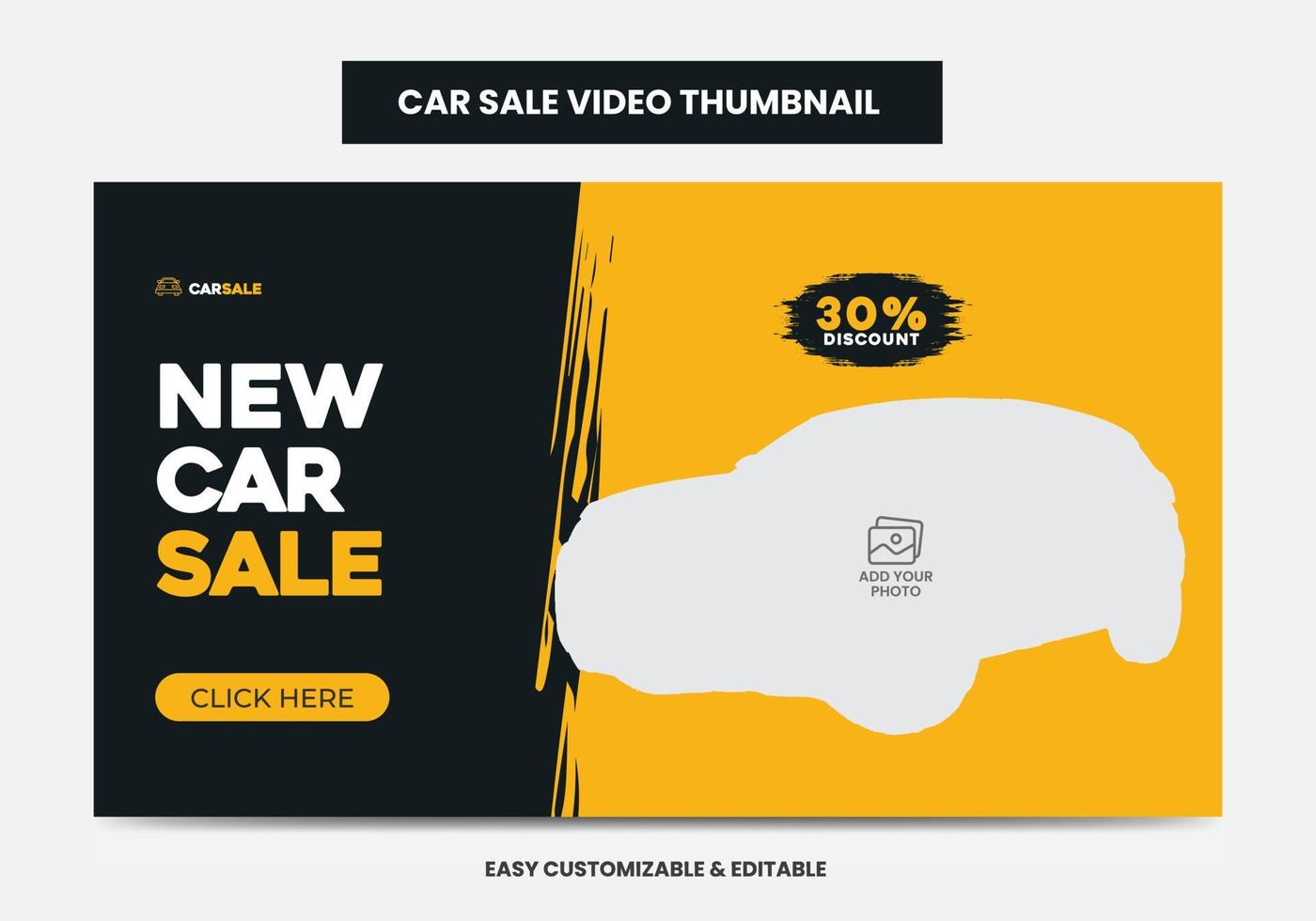 Car Sale Promotion video thumbnail and web banner. Car Rental Service social media video thumbnail vector