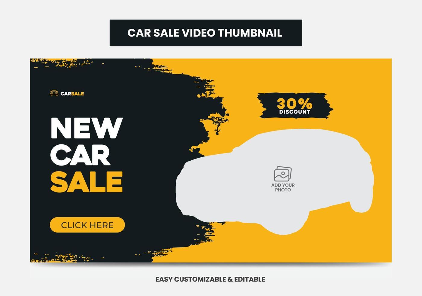 Car Sale Promotion video thumbnail and web banner. Car Rental Service social media video thumbnail vector