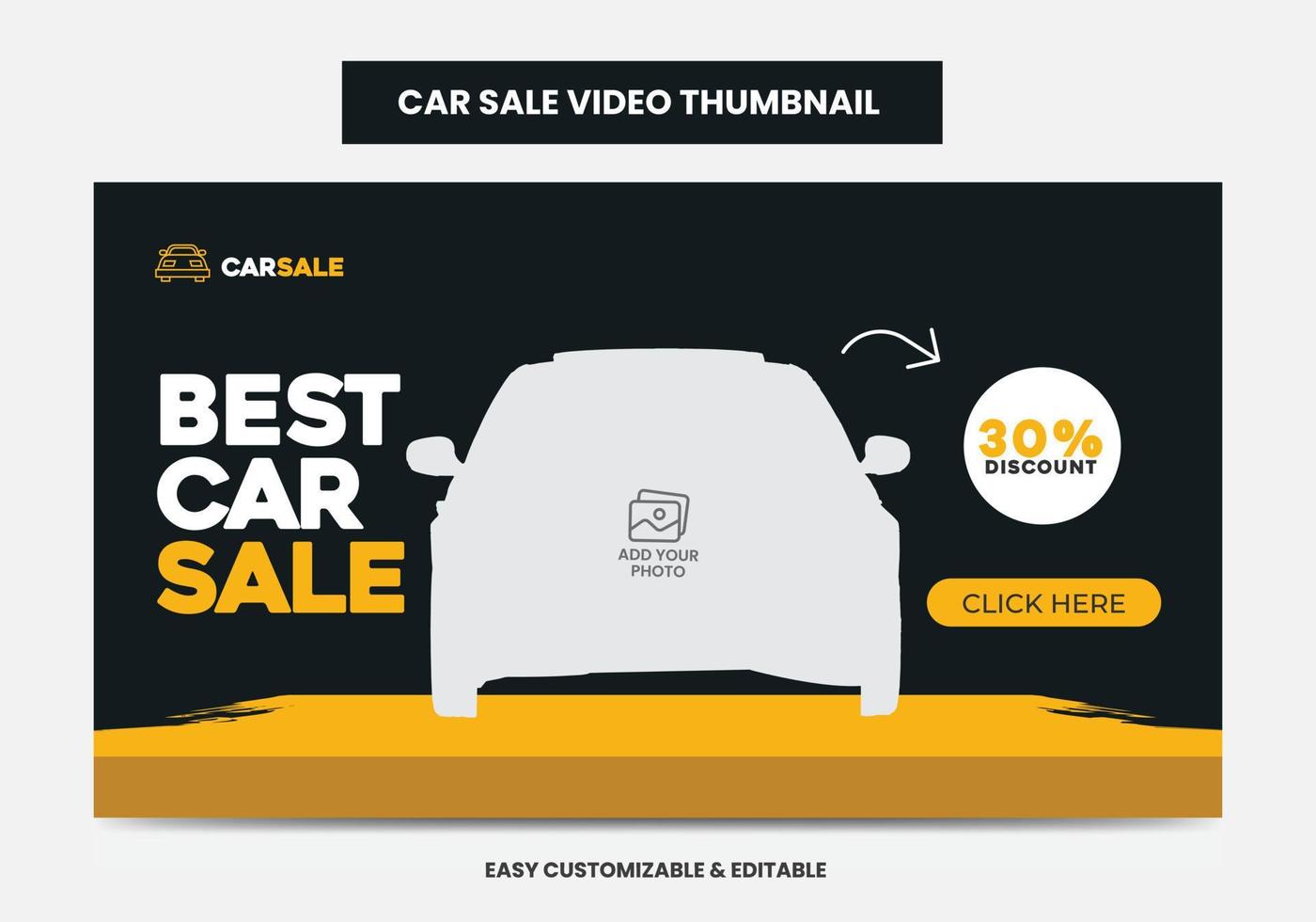 Car Sale Promotion video thumbnail and web banner. Car Rental Service social media video thumbnail vector