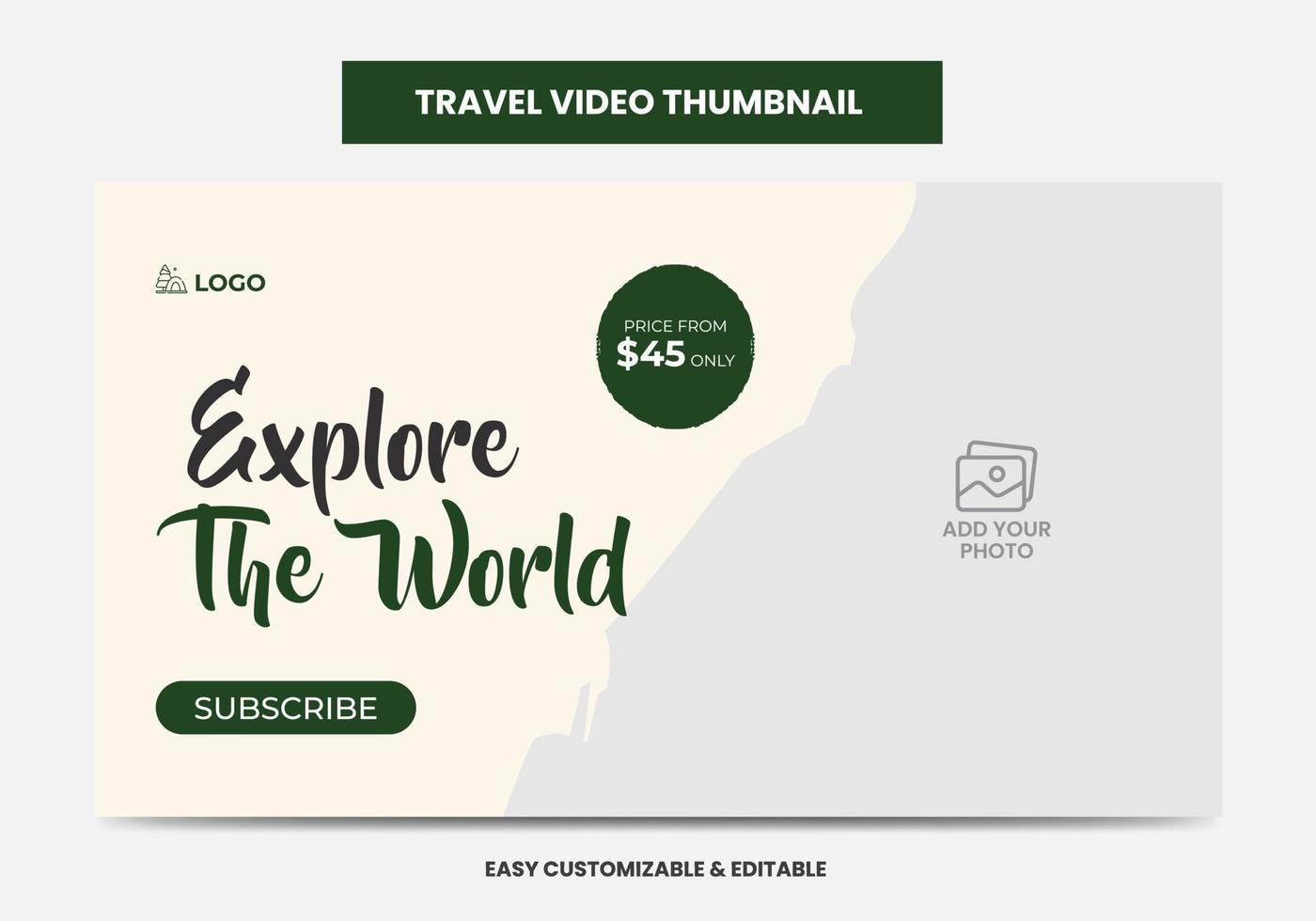 Travel Agency video thumbnail and web banner. Tourism Marketing Service social media video thumbnail vector