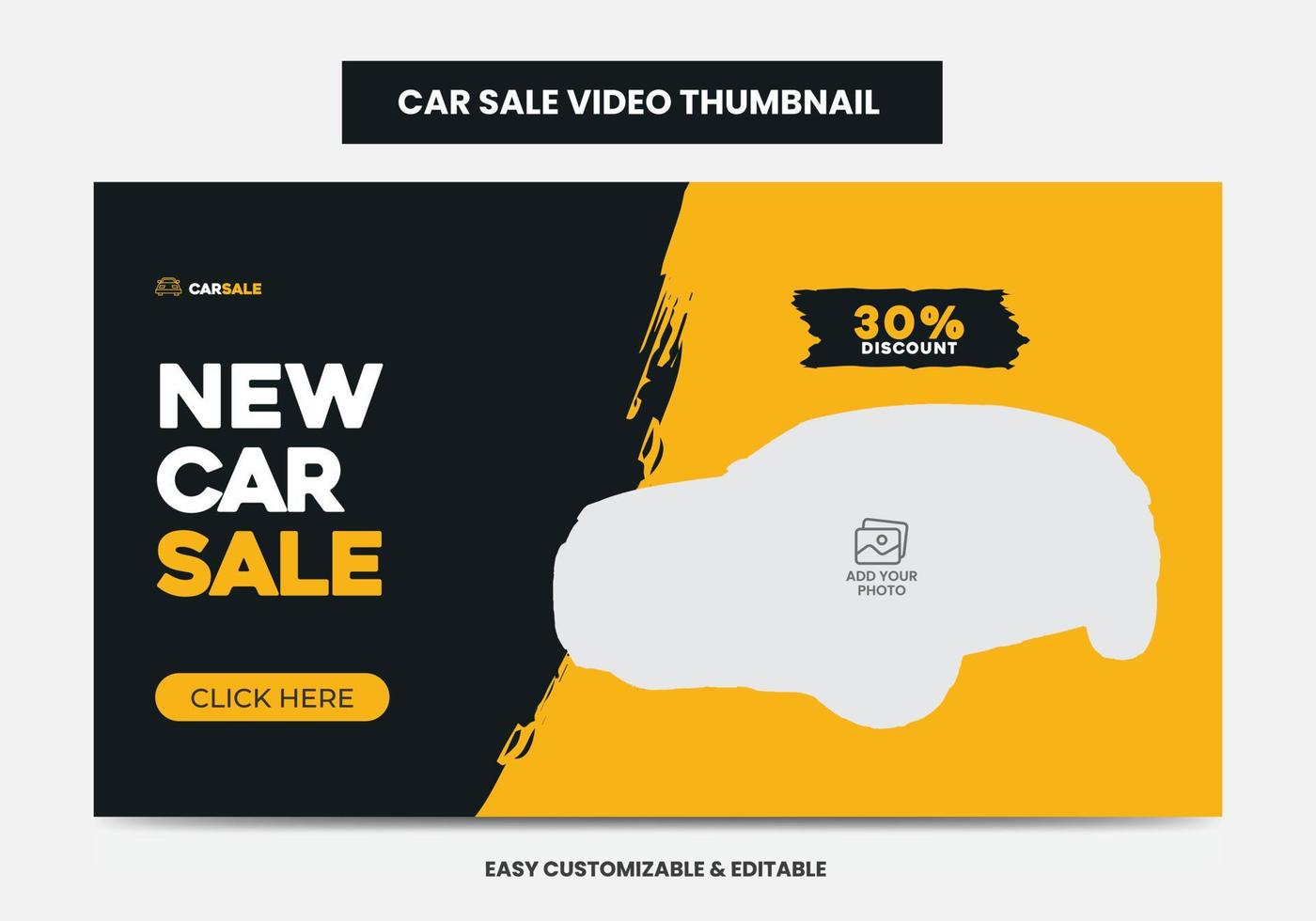 Car Sale Promotion video thumbnail and web banner. Car Rental Service social media video thumbnail vector