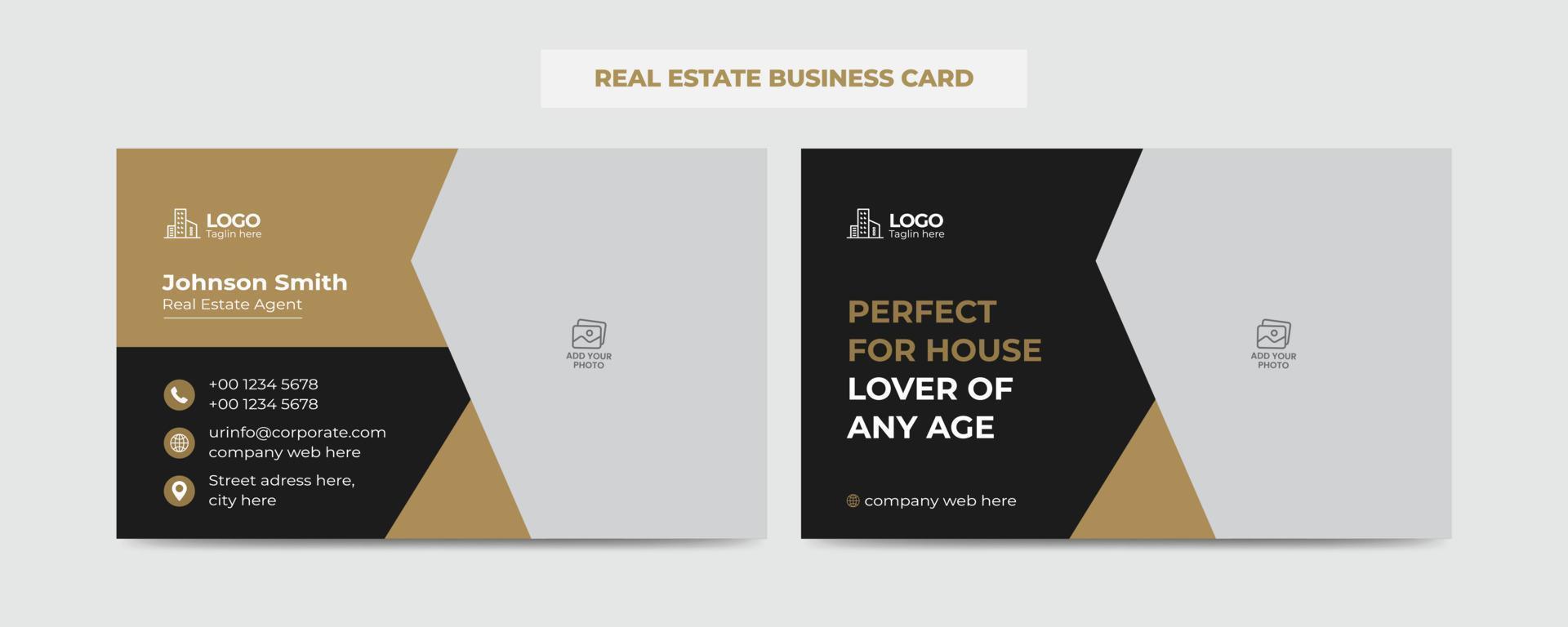 Real Estate Agent and Construction Business Card Template. Creative Real Estate Business card. Modern Home Visiting Card. Name Card Template vector