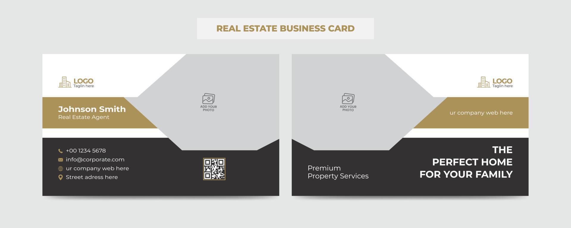 Real Estate Agent and Construction Business Card Template. Creative Real Estate Business card. Modern Home Visiting Card. Name Card Template vector