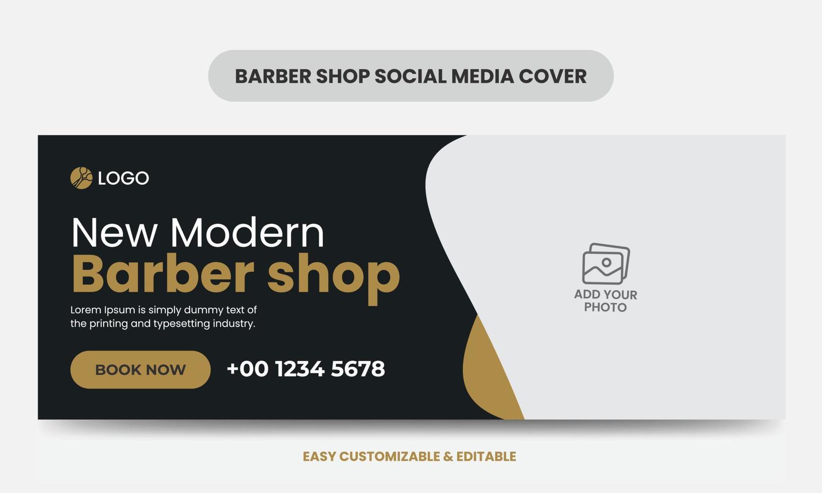 Modern barber shop social media cover photo template beauty salon web banner template vector